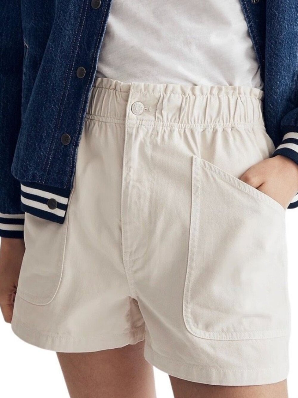 Madewell Denim Pull-On Paperbag Utility Shorts: Garment-Dyed Edition Sz 27